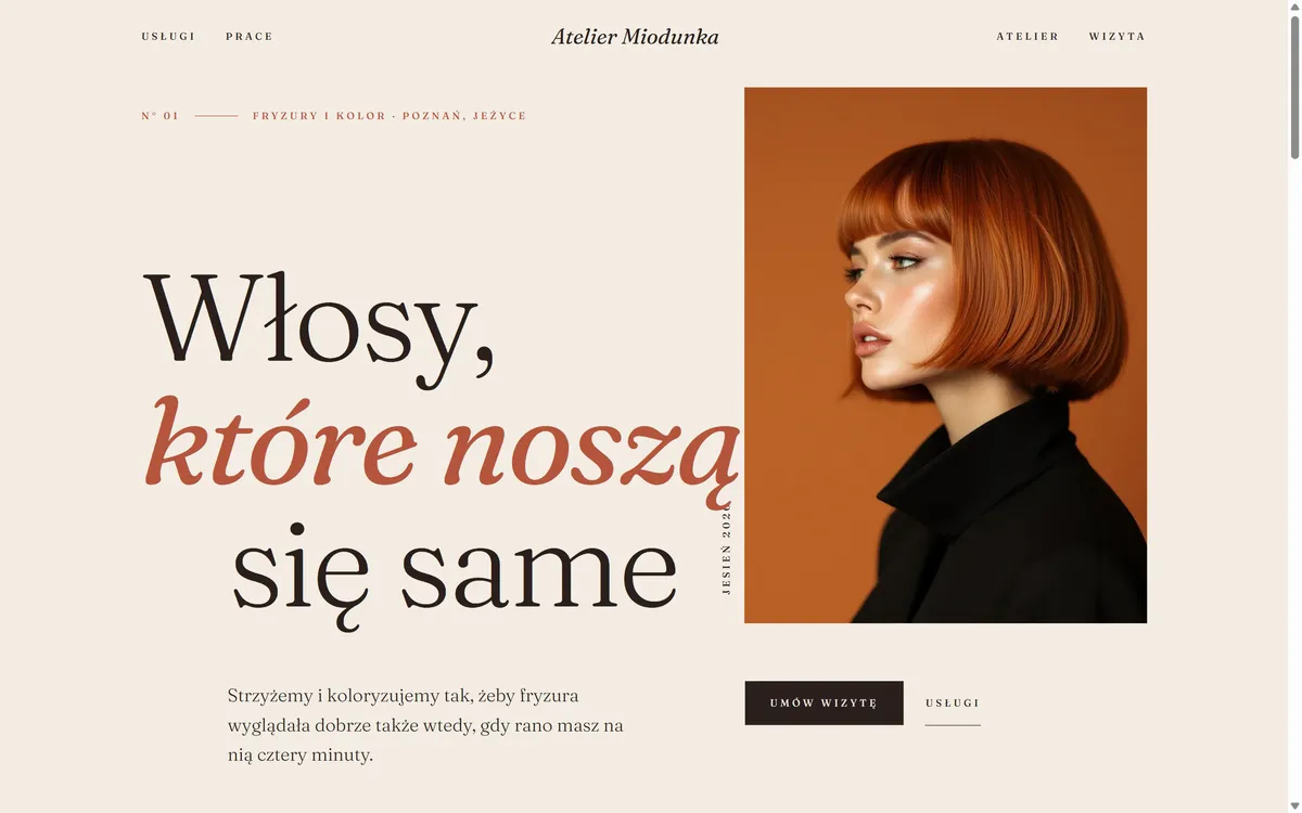 Strona Atelier Miodunka na komputerze - projekt przykładowy · Atelier Miodunka