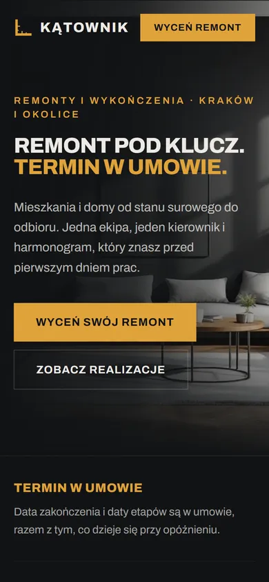Strona Kątownik na telefonie