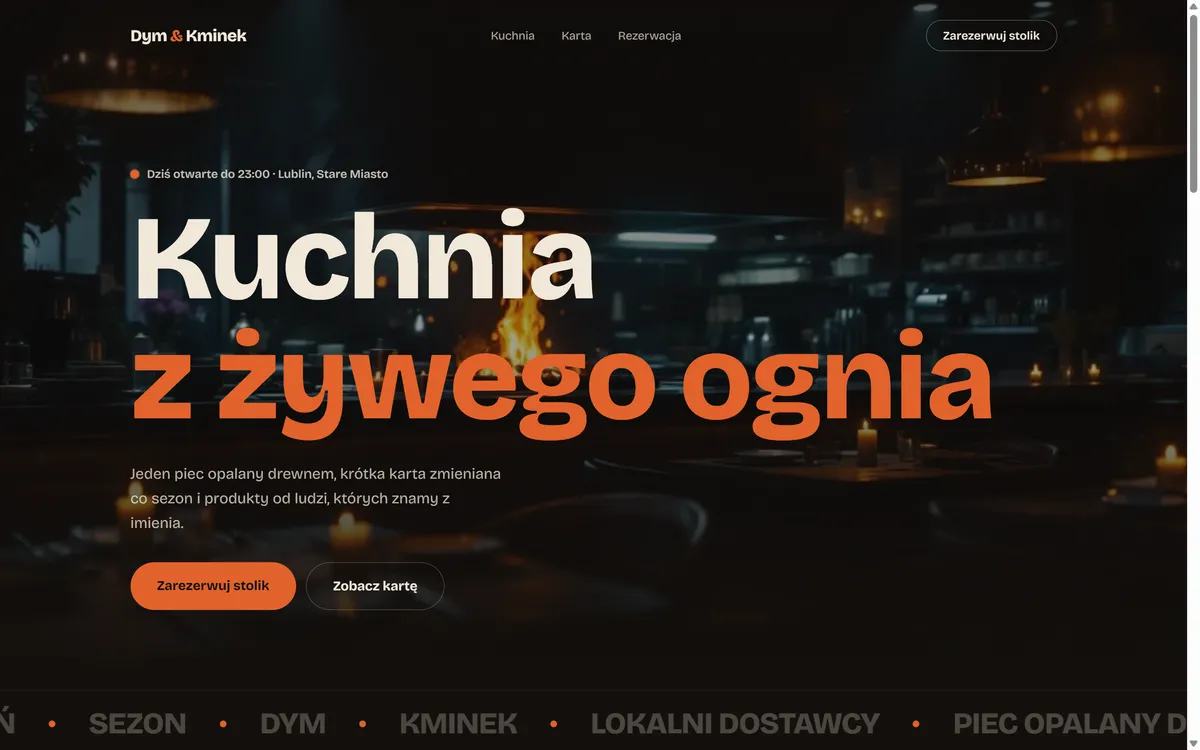 Strona Dym i Kminek na komputerze - projekt przykładowy · Dym i Kminek