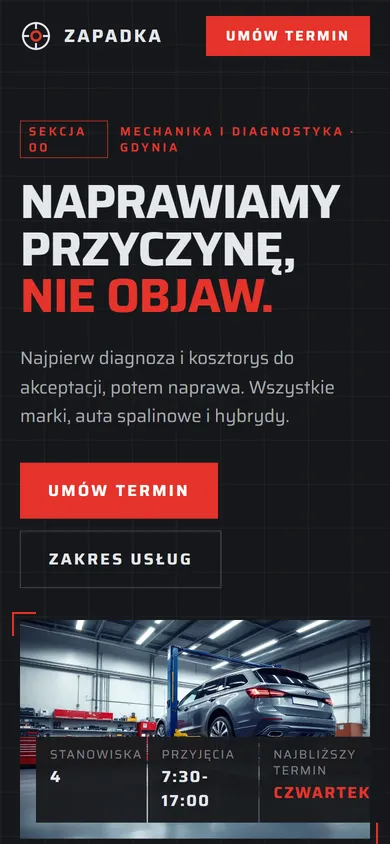 Strona Auto Serwis Zapadka na telefonie