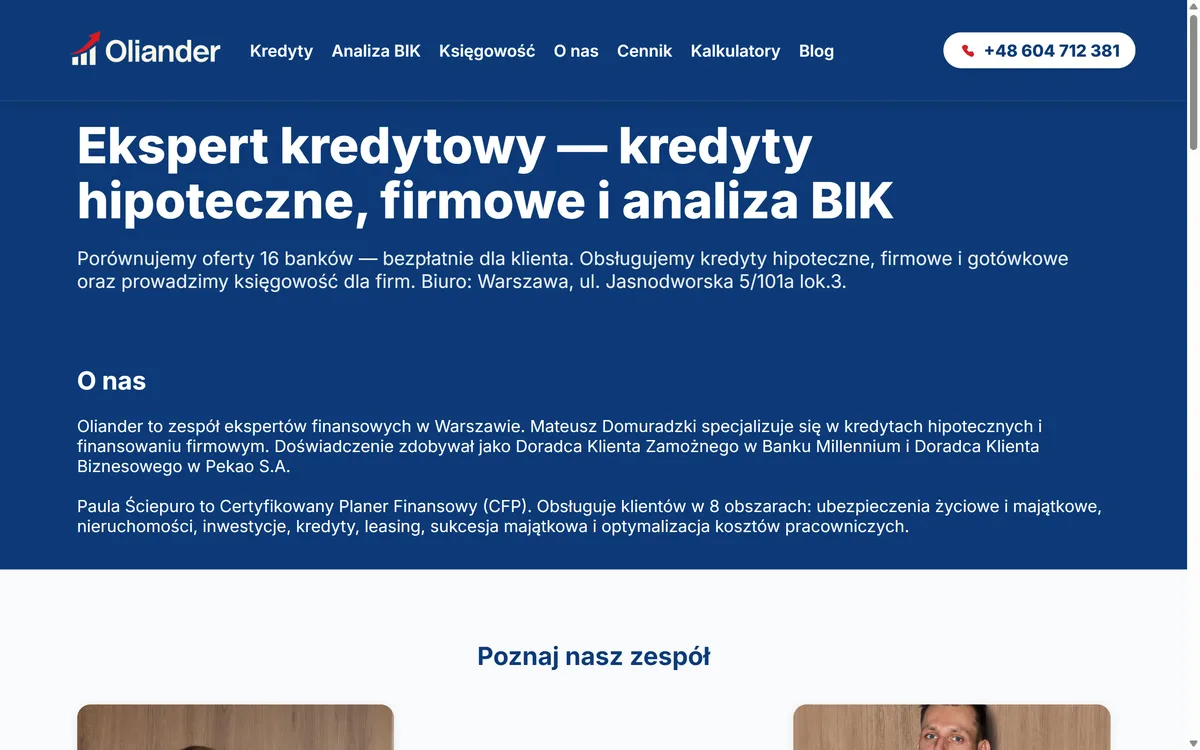 Strona Oliander na komputerze - oliander.pl