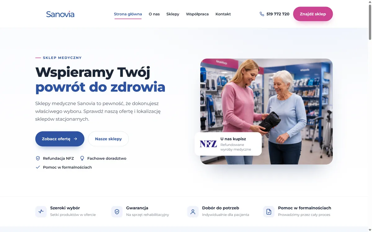 Strona Sanovia na komputerze - sanovia-med.pl