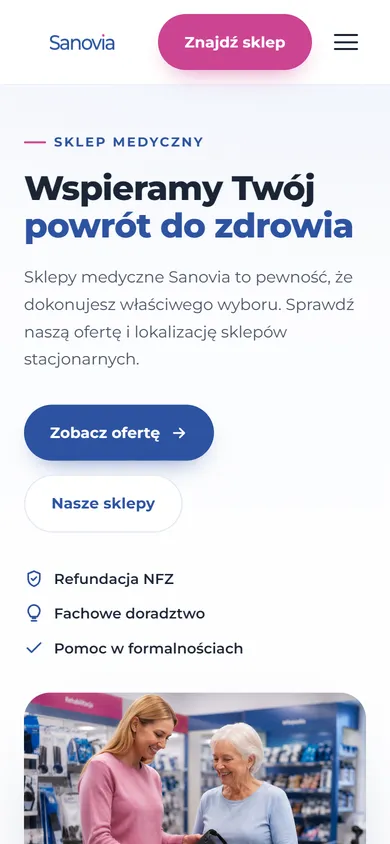 Strona Sanovia na telefonie